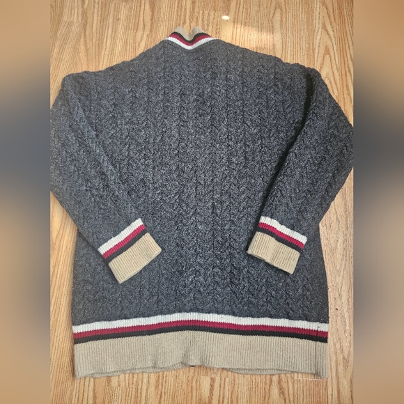 Sandro - Logo Letterman’s Charcoal and Tan Cardigan - Picture 9 of 10